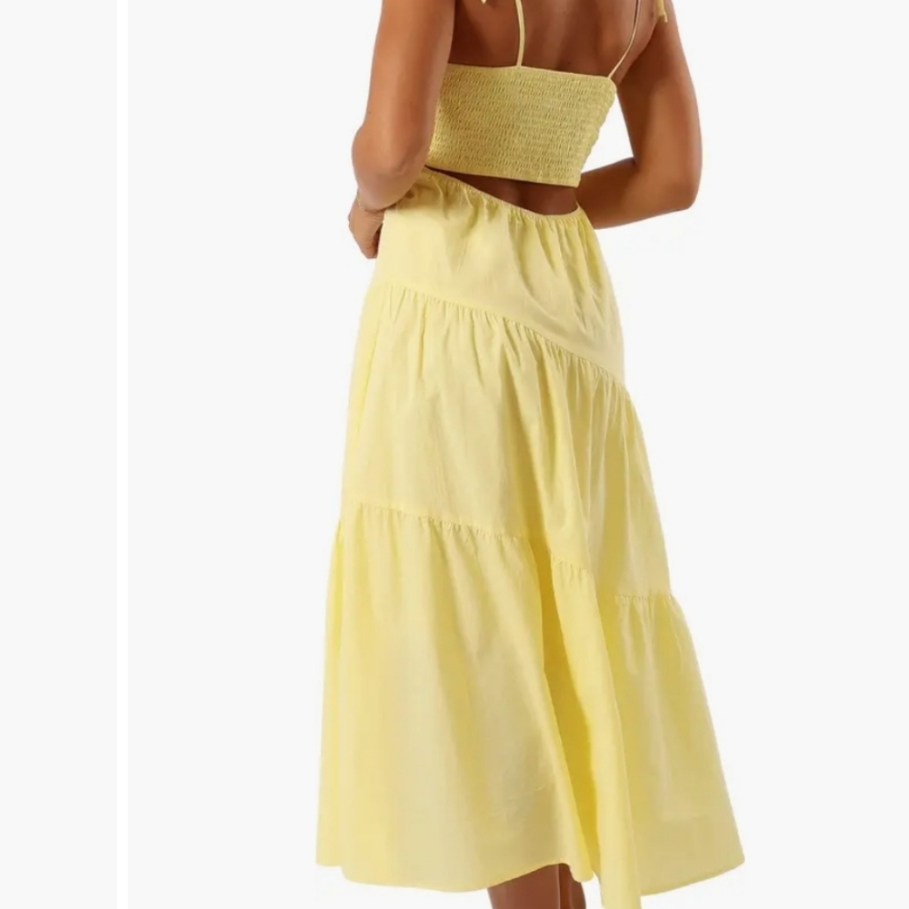 Petal & Pup brexley tiered cotton maxi sundress NWT Yellow Lemon Large - Picture 4 of 12